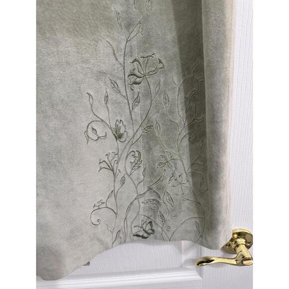 Terry Lewis Sage All Leather Floral Embroidery    suede Jacket and skirt 1X - Picture 7 of 16